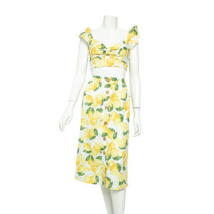 BCBG Generation Women's Lemon 2-Piece Linen Skirt and Top - New - Size Medium